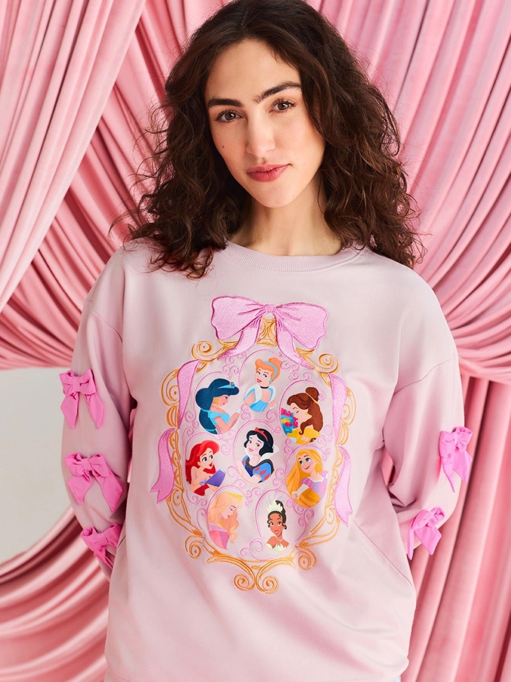Posh Peanut and Disney Collab Pink Princess Bow Sweatshirt